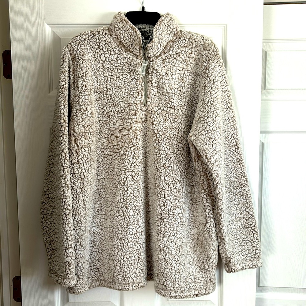 J AMERICA EUC TAN QUARTER ZIP FLEECE SIZE XXL